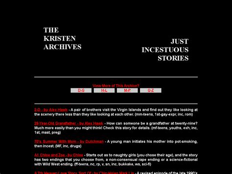 Kristen archives asstr - Sex stories archived from the web, and asstr. Why would you read crap txt files from 1996, when you can read it on a normal web page? Archive contains the original stories with the original text. ... Kristen archives sex stories A – Z (85,335) My mom’s pussy (9,996) A Weekend with my kinky Nieces (8,575) Daddy, his stepdaughter and another ...